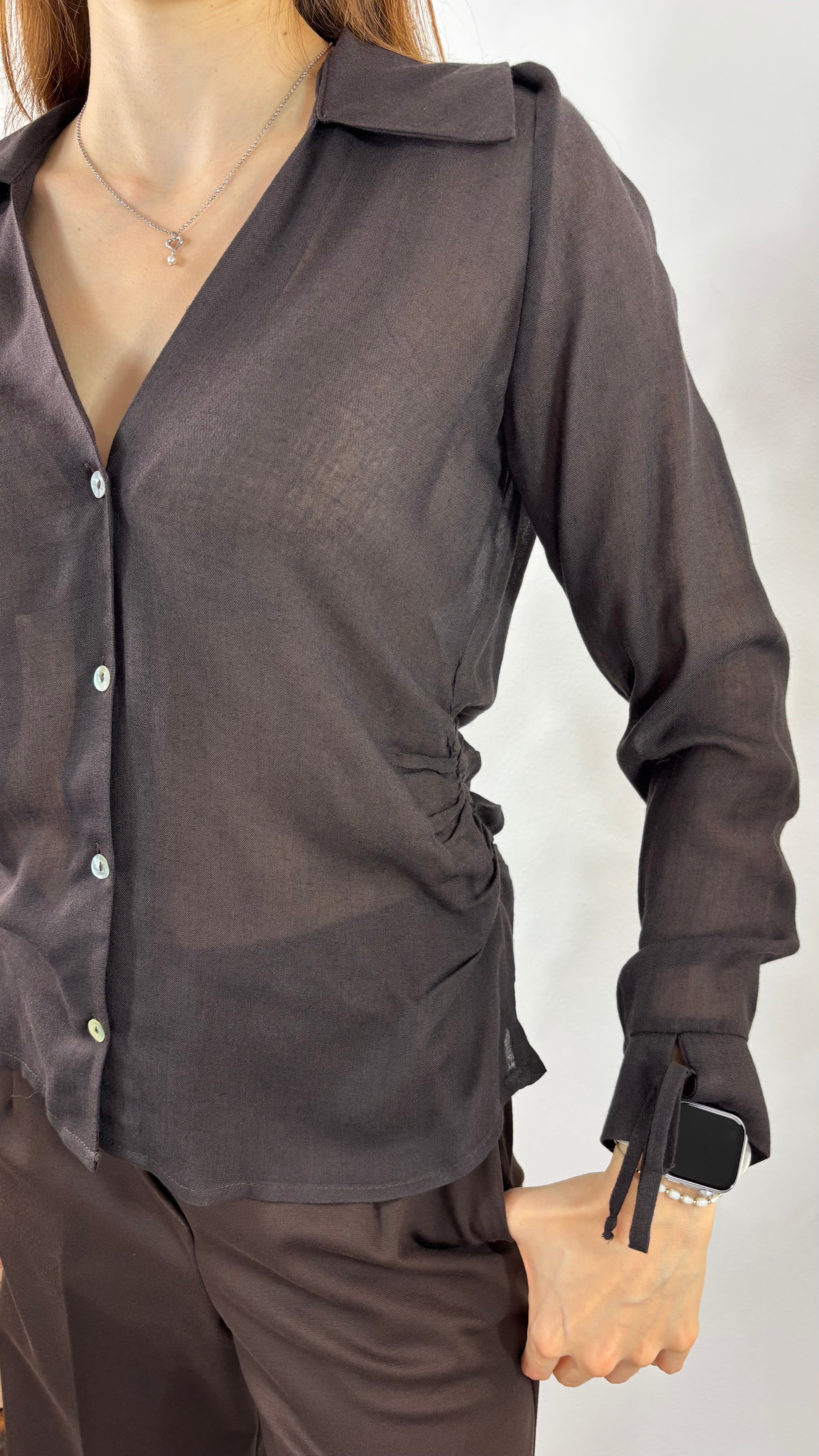 Camicia Scollo V Lana