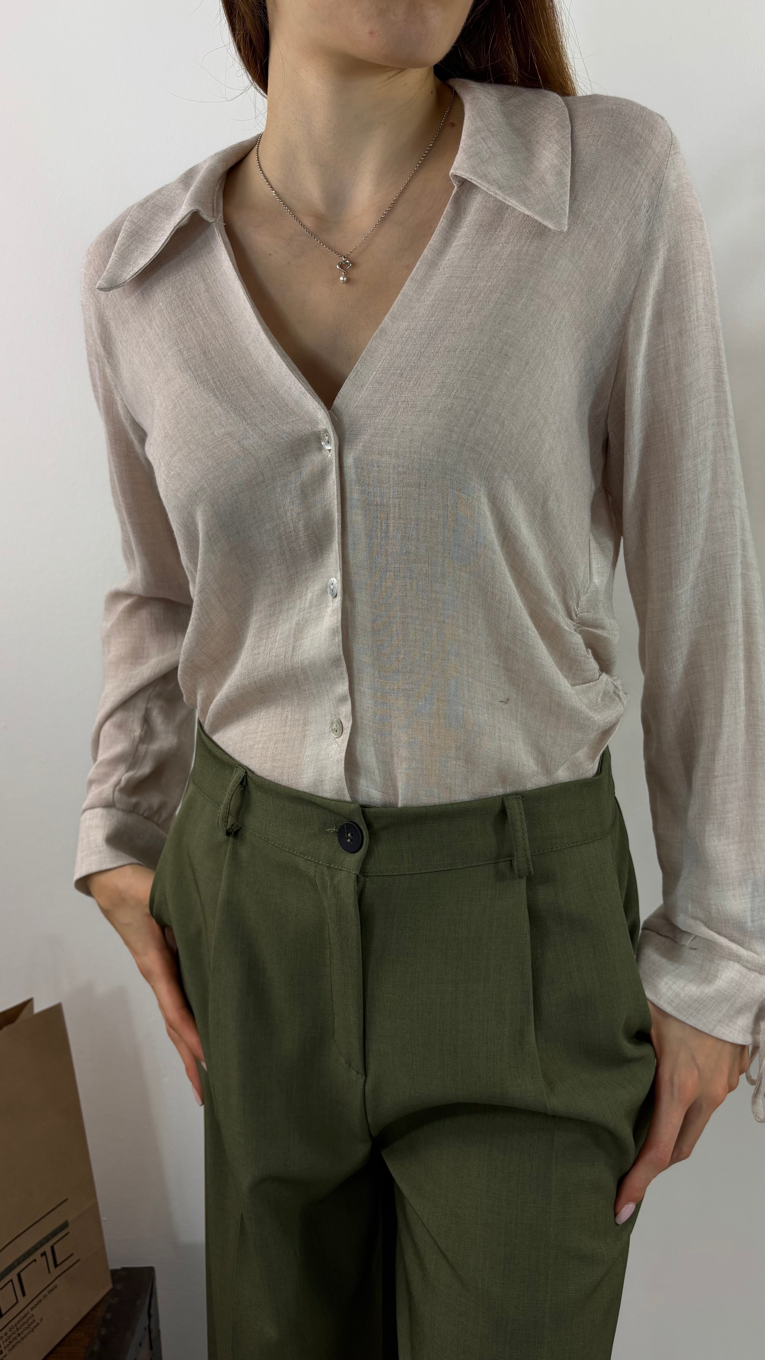 Camicia Scollo V Lana