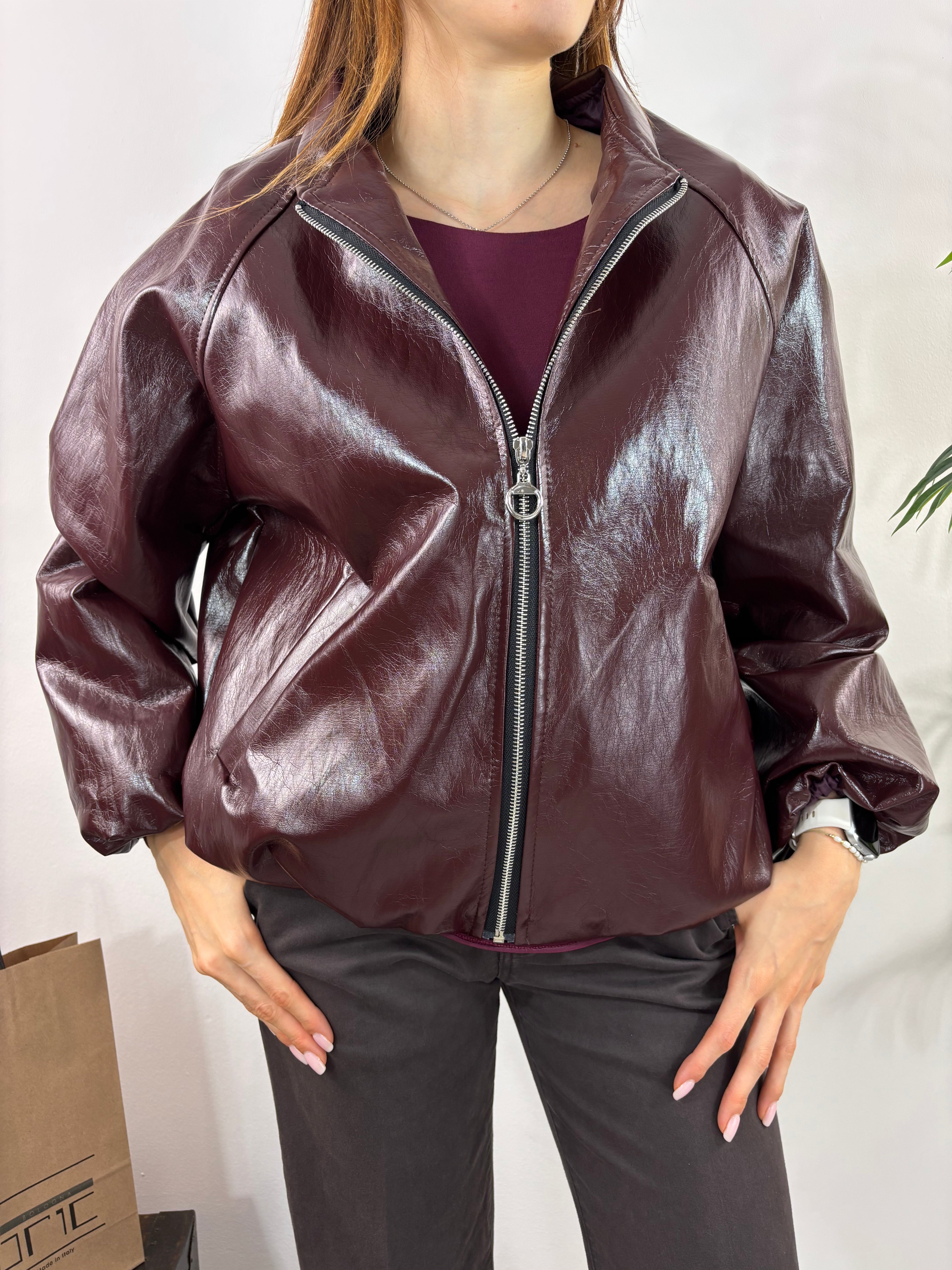 Bomber Ecopelle Lucido