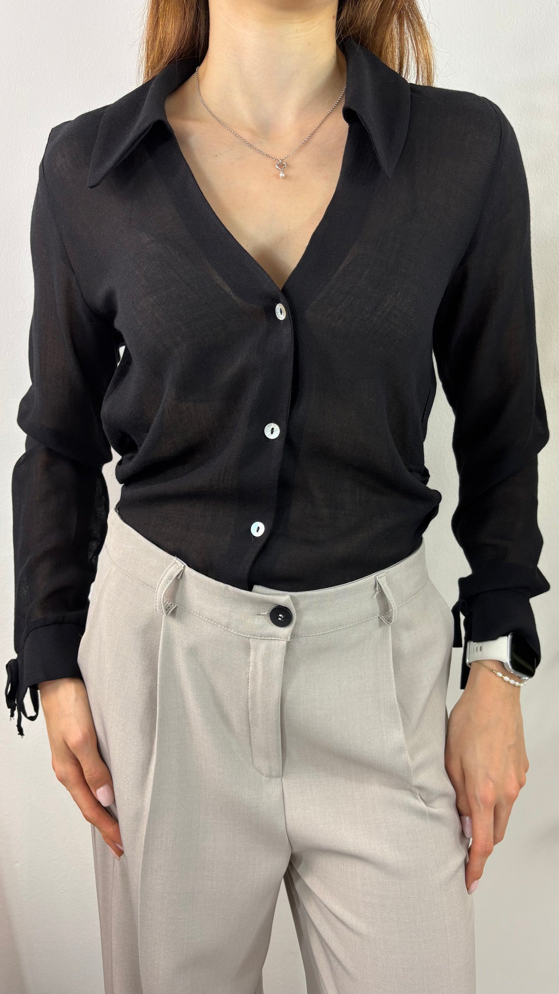 Camicia Scollo V Lana