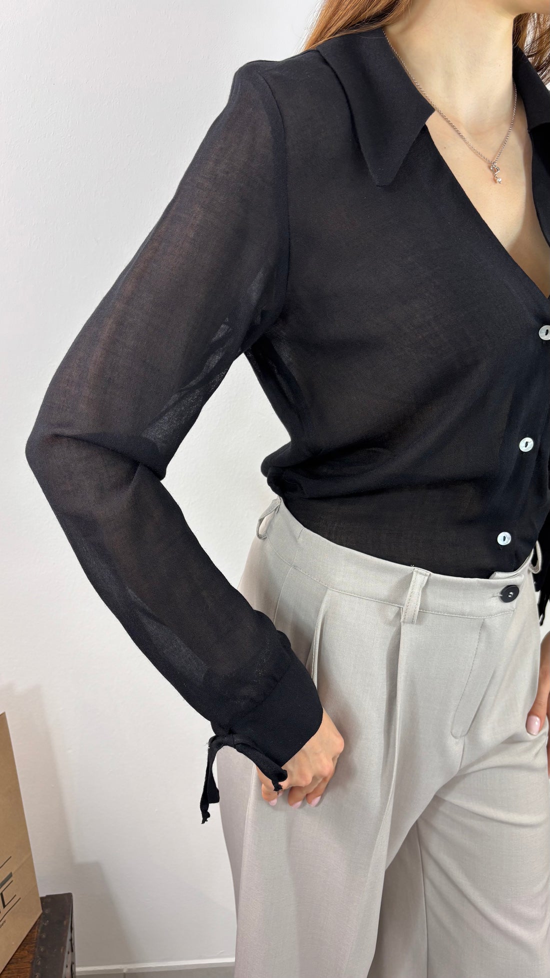 Camicia Scollo V Lana