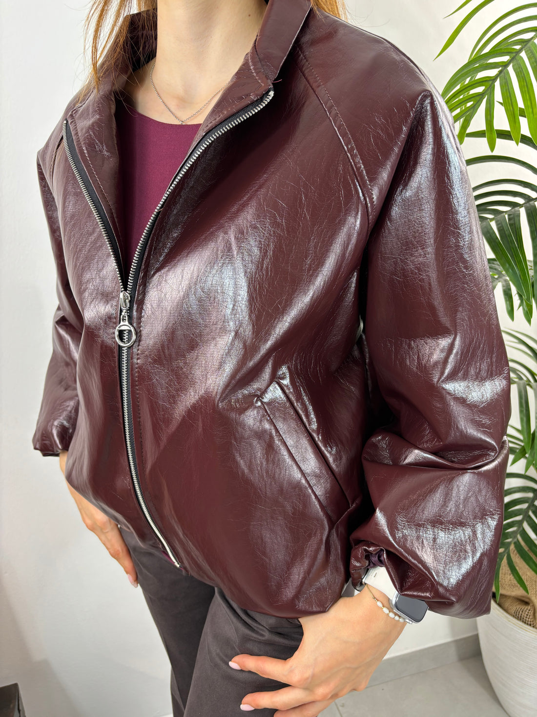 Bomber Ecopelle Lucido