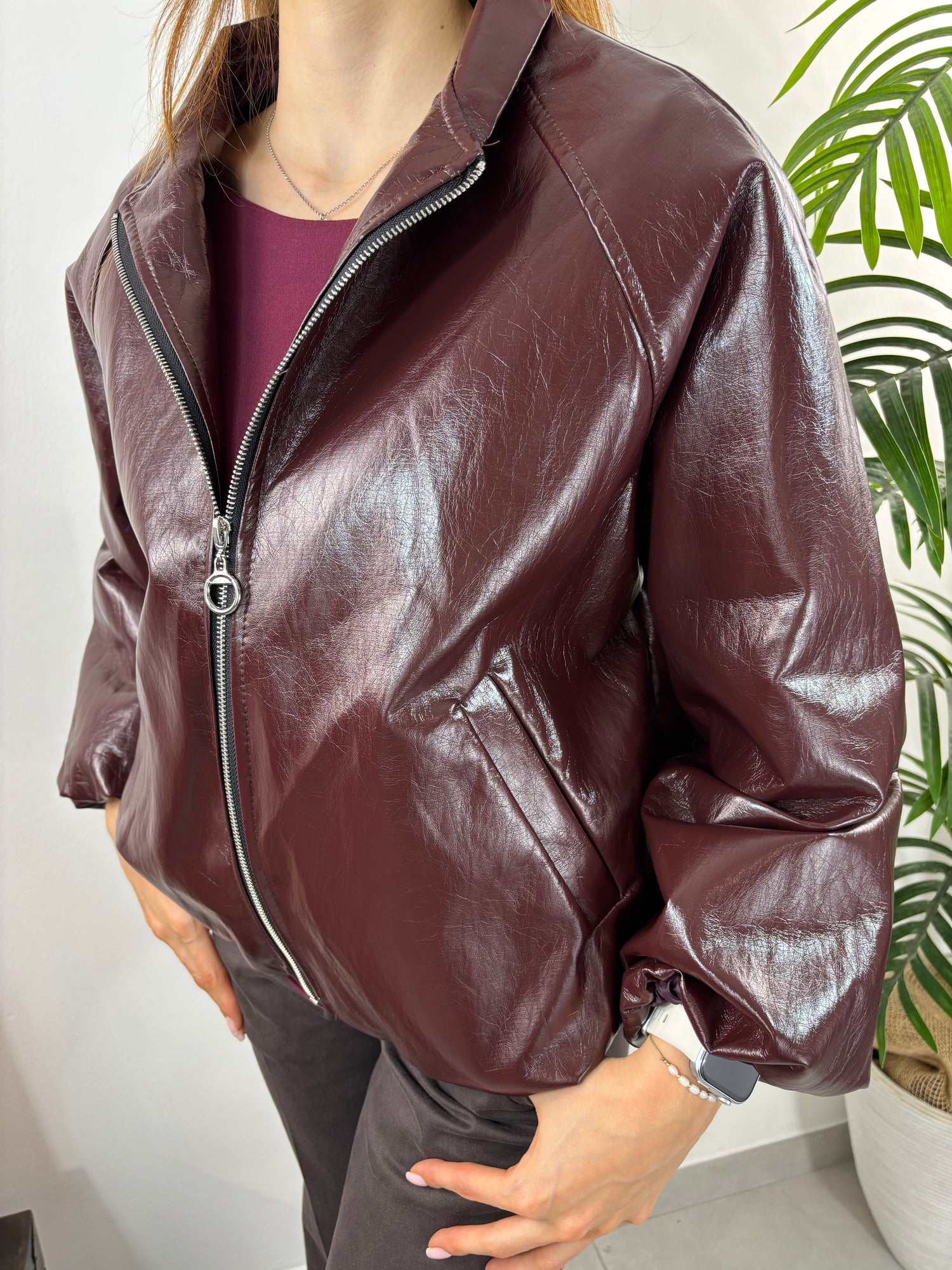 Bomber Ecopelle Lucido