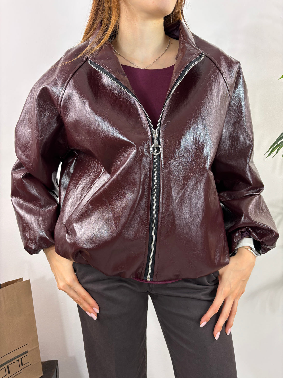 Bomber Ecopelle Lucido