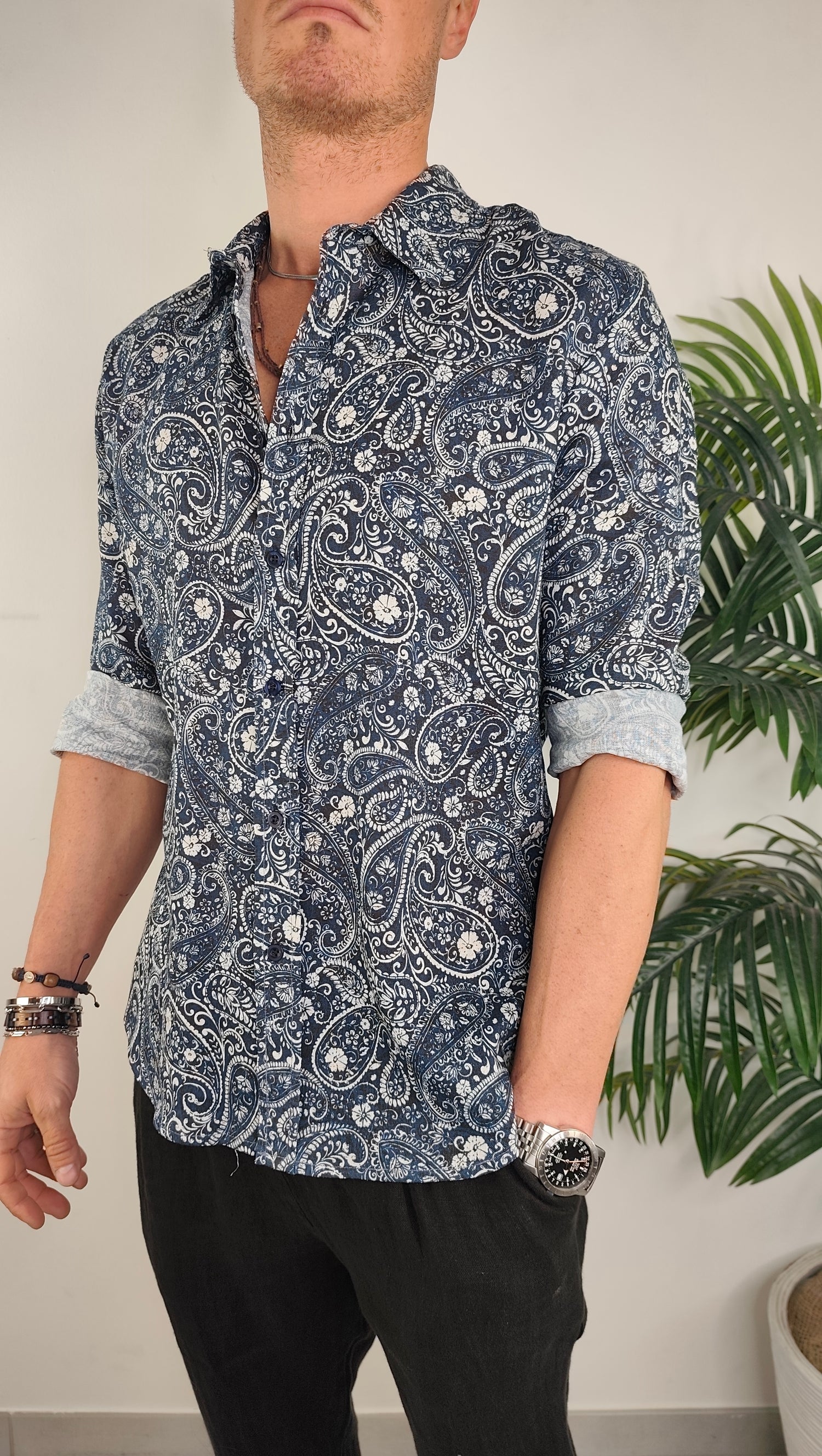 Camicia Lino Stampata
